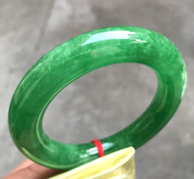 57.4MM Ancient Natural Ice Green Jadeite Jade Bracelet Burma Jadeite Jade Bangle