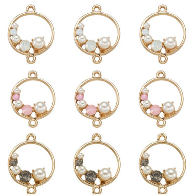 10 Stck. Legierung Offen Rückseite Einfassung Links Charms mit Strass Perle zum Basteln