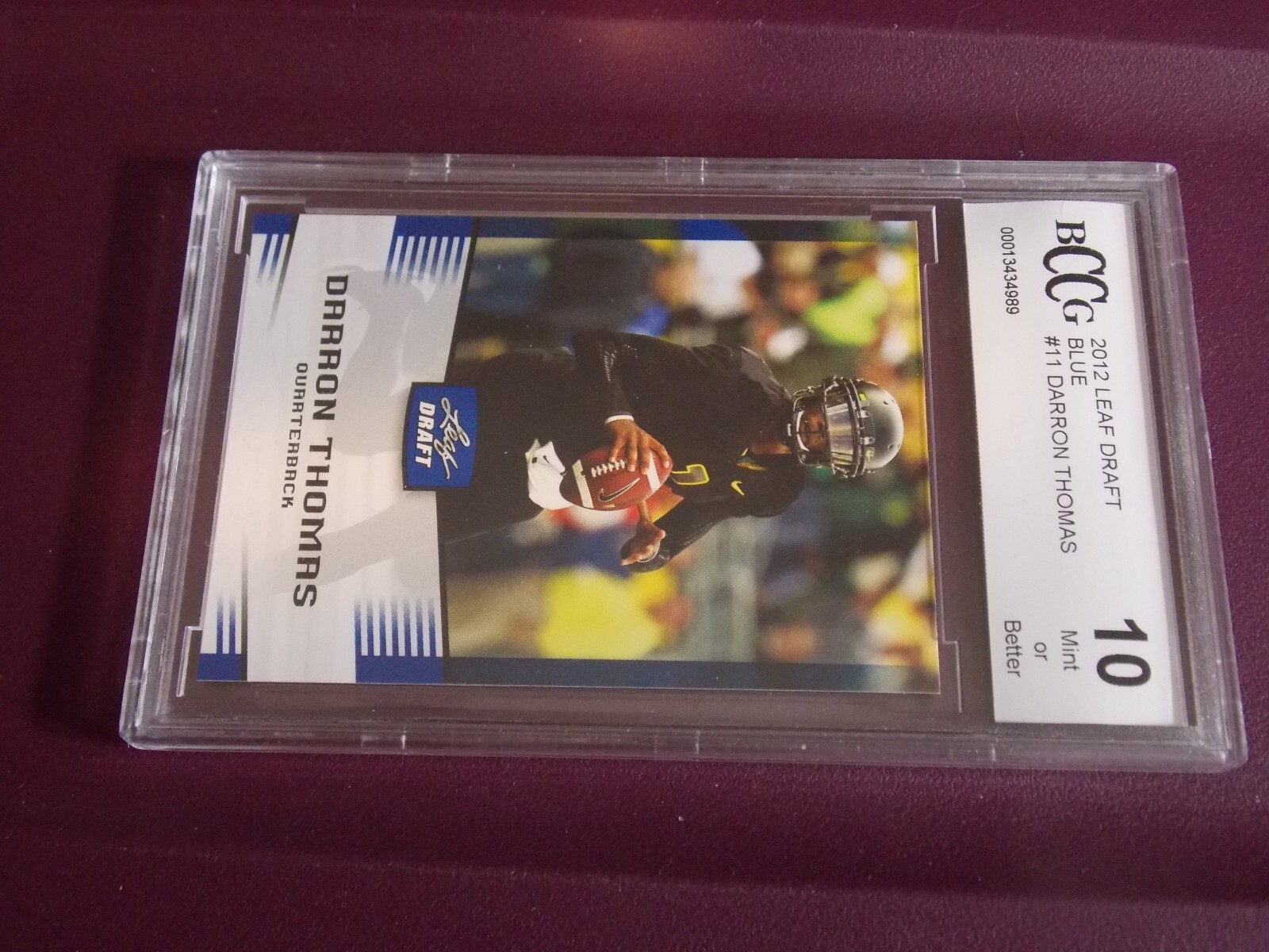 2012 Leaf Draft Darron Thomas Blue Rookie RC #11 BCCG 10 MINT