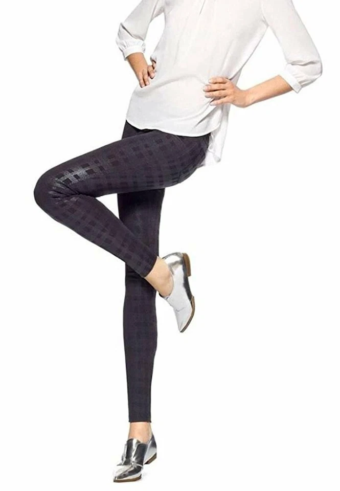 HUE Women's Black Plaid Print Ponte Leggings, Sz X-Small - Image 2 of 2