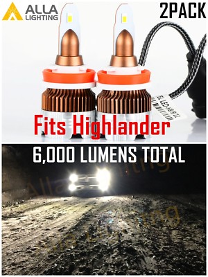 Alla H8 LED Copper Long Lasting Corner/Cornering Light Bulb 6000K Pure White 2PC