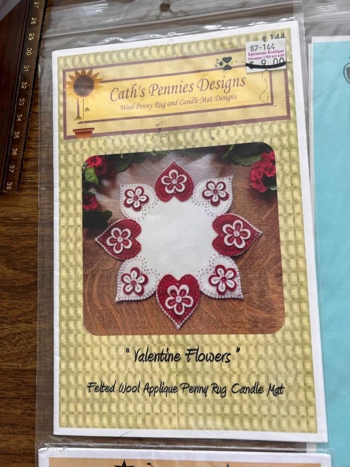 LOT 8 craft patterns quilt applique Xmas balls journal cover vest some vintage - Image 2 of 4