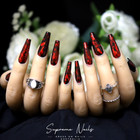 (Size XS) Coffin Long Shattered Love Luxury Press On Nail Set False Gel Stick On