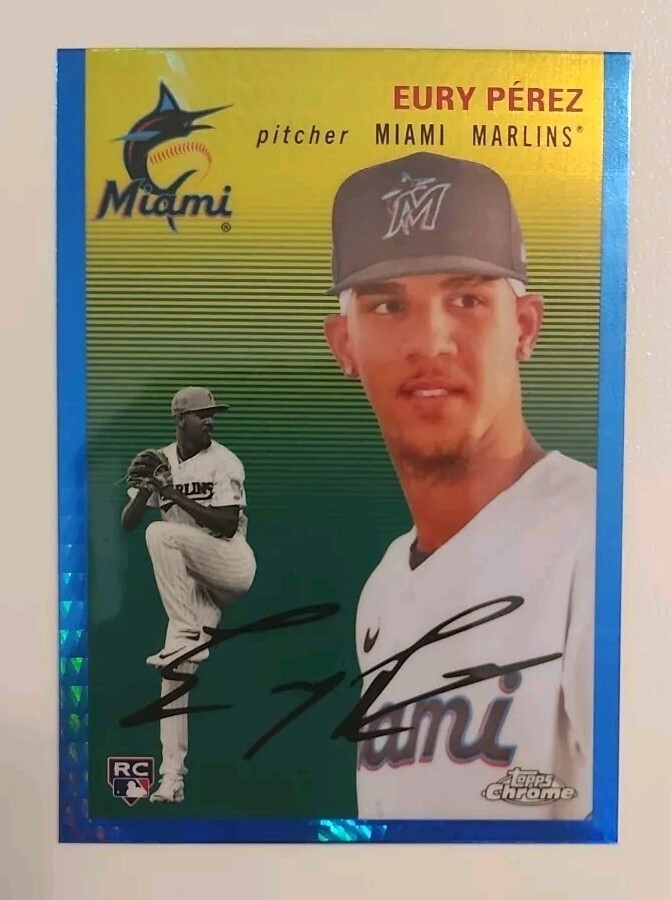 EURY PEREZ BLUE PRISM REFRACTOR ROOKIE RC Marlins - 2023 Topps Chrome Platinum
