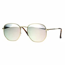 Designer Fashion Sunglasses Thin Metal Hexagon Shape Mirror Lens UV400