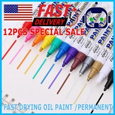 12Pcs Waterproof Permanent Paint Marker Pen For Car Tyre Tire Tread Rubber Metal