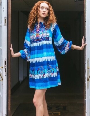 Figue Lucie Mini Dress in Blue Medium