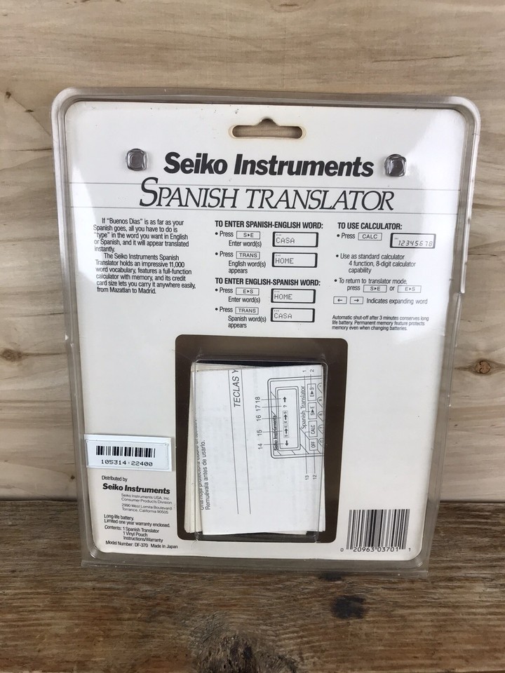 NIP NEW Vintage Seiko Instruments Pocket Spanish to English Translator