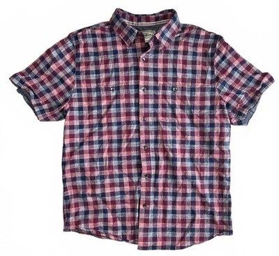 Flag & Anthem Men's Short Sleeve Plaid Button-Up Shirt Large