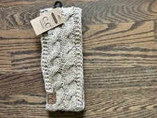 C.C Exclusives LATTE fleece lined cable knit wrap headband NWT