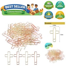 Versatile Cross Paper Clips - 35 Gold  Rose Gold Clips for Office  Bible Use