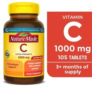 Nature Vitamine C fabriquée 1000 mg Soutien immunitaire extra-fort 105 Comprimés