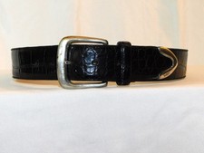 Vintage Polo Ralph Lauren size 30 Black Alligator Belt Sterling Silver buckle
