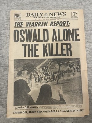 Warren Report Paper 1964 Daily News Oswald Alone The Killer JFK Assassination