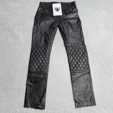 Bockle Leather Pants Mens 30 Quilted Gray Straight Leg "30xUnfinished 31" Hem"