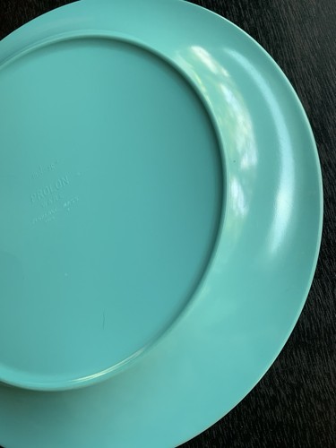 6 Vintage PROLON WARE Melmac Melamine MCM 9920 Plastic Plates 10.25” Red & Aqua - Picture 6 of 17