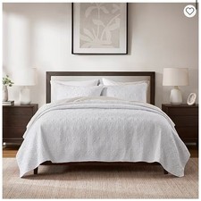 NEW Madison Park KING Mansfield 3PC Quilt Set White