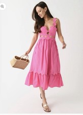 NWT AUTH FARM RIO Pink Cut-Out Organic Cotton Midi Dress sz EXTRA LARGE XL