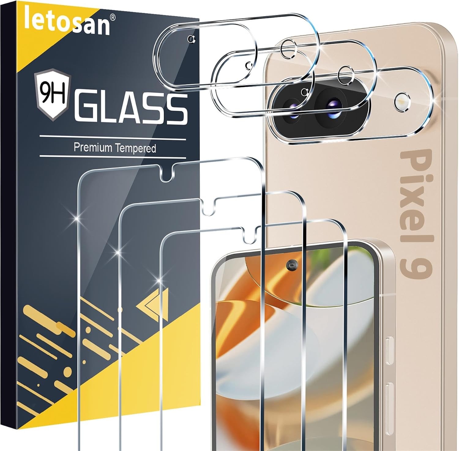 3 Pack Screen & Camera Lens Protectors for Google Pixel 9 6.3" Military Grade
