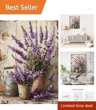 Lavender Floral Cross Stitch Kit - Complete Beginner-Friendly Embroidery Set