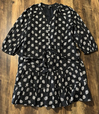 Next Women's Belted Mini Dress Size 12 UK Black 100% Cotton (40 EU)