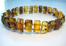 Genuine Green Cognac Amber Baltic Amber Bracelet 8 in  