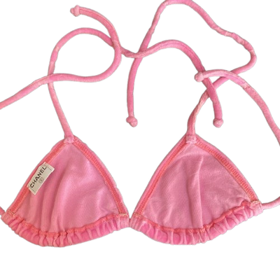 レア❗️CHANEL 水着　ワンピース　正規品　ヴィンテージ　ピンク　38サイズ Vintage CHANEL Pink Velour Bikini Size 40 1996 Rare Swimwear