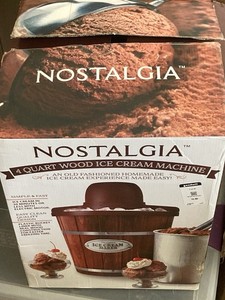 Nostalgia 4 Qt Electric Ice Cream Maker, Wood Finish, Easy Clean, ICM400