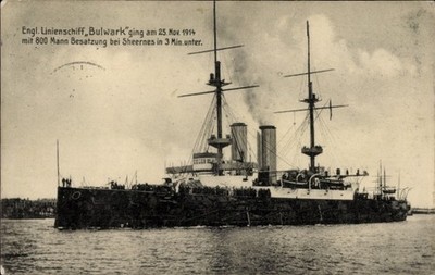 Ak Sheernes, Englisches Linienschiff Bulwark, 1914 - 5074953