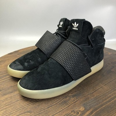 Adidas Tubular Invader Strap Shoes Mens Size 10.5 Black Suede Sneakers BB5037
