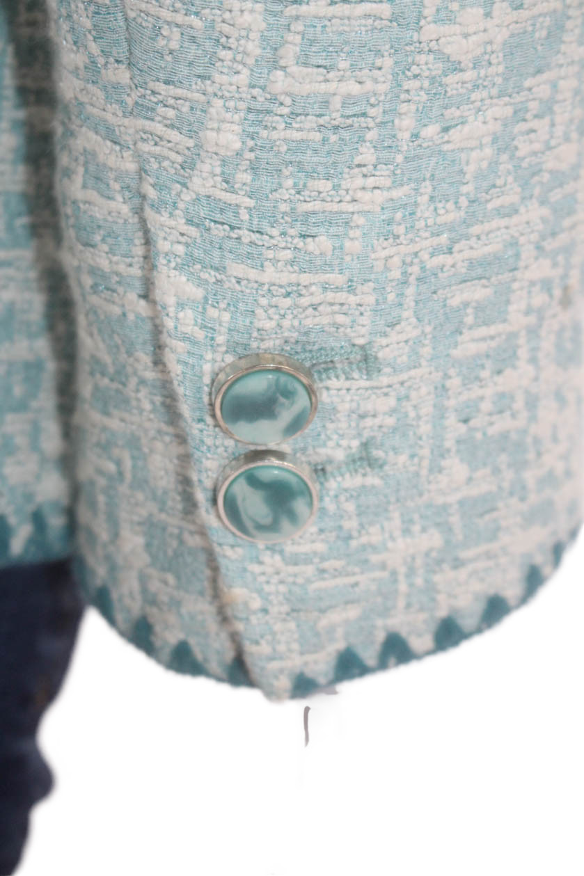 Zara Basic Womens Boucle Button Down Jacket Sky B… - image 5