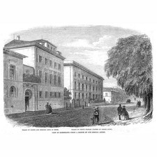 DARMSTADT Veduta del Palazzo del Principe e della Principessa Luigi d'Assia -Stampa antica 1862