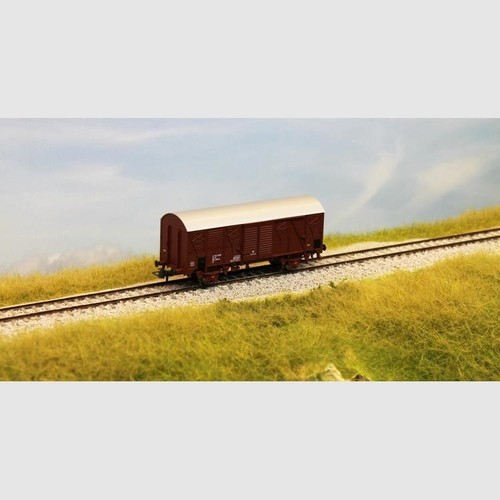 ROCO 67637 Carro coperto tipo Gs, cassa a doghe in legno, aeratori marroni FS | Condition: Nuovo