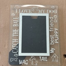 Glass picture frame for my dog, freestanding best friend puppy I Love my Dog..