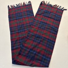 VINTAGE Lobo Pendleton USA Made Cotton Wool Blend Scarf Burgundy Plaid NWT