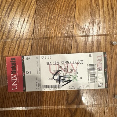Cooper Flagg Signed NBA Pro Debut Ticket Summer League 7/10/25 #1 Pick ROTY?