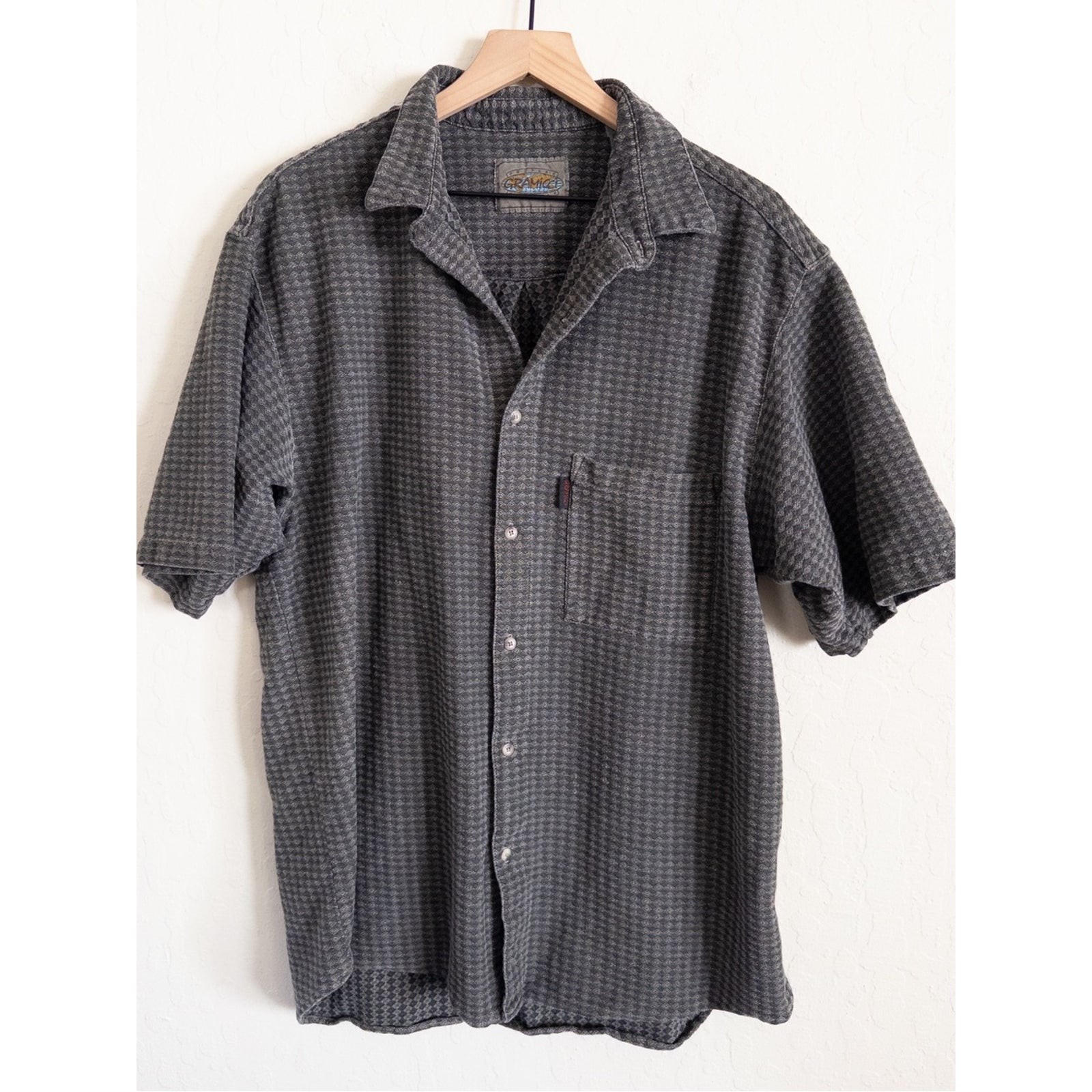 Gramicci, Vintage 90s Gramicci Men’s Short Sleeve Button Up Shirt XL Gray Outdoor Climbing