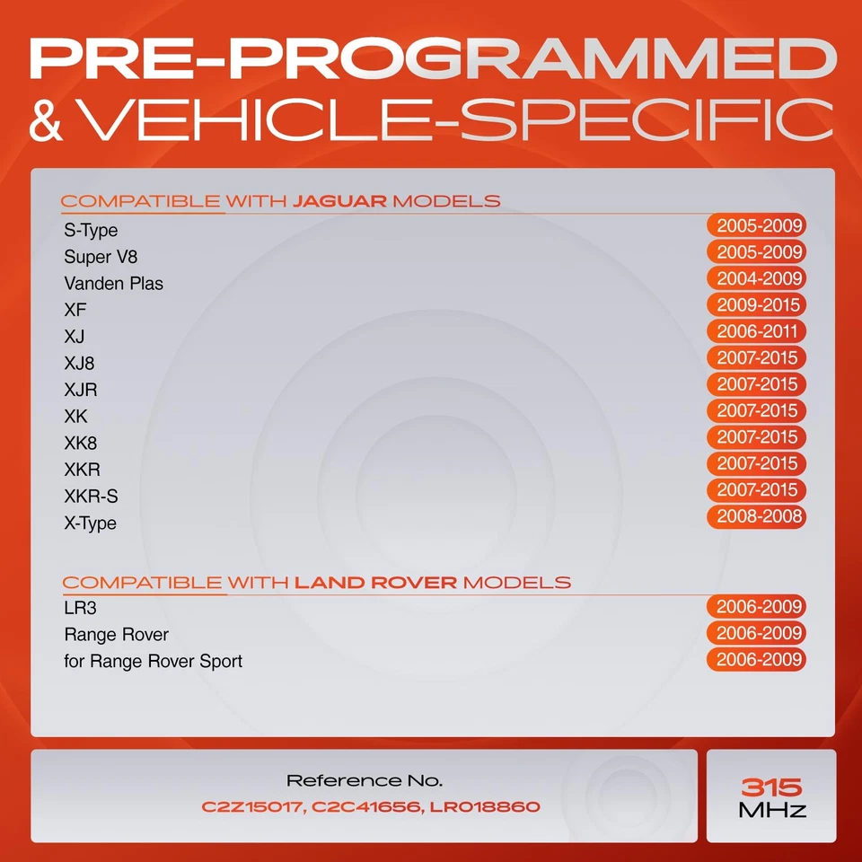Sensor de monitoreo de presión de neumáticos TPMS A-Premium 4x 315 MHz para Jaguar Land Rover Foto 2 de 4
