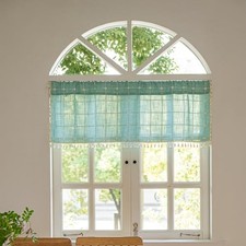 Boho Curtain Valance 18 Inches Length Teal 52"W x 18"L Pack of 1 Aqua