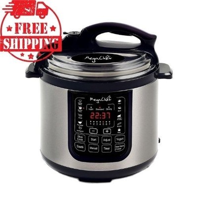 MegaChef 8-Quart Digital Pressure Cooker, 13 Preset Programs, Stainless Steel