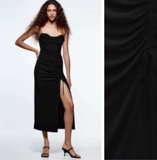 Zara DRAPED MIDI DRESS Black Size S REF. 2547/636