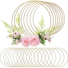 24 Pcs Metal Floral Hoop Macrame Gold Rings Metal Hoops Bulk for Crafts Metal...