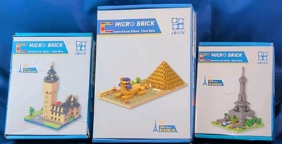 Block Tech Micro Blocks  Pyramids Big Ben Eiffel Tower Lot Of 3 Sets New Sealed