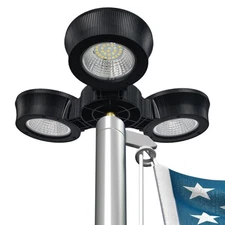 Flag Pole Light Solar Powered, 3 Super Bright Light Heads, 96 LED Flagpole