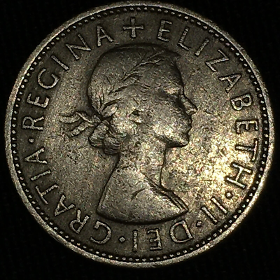 1959 Old COIN 63 Years Memorial Queen ELIZABETH 2 England Britain