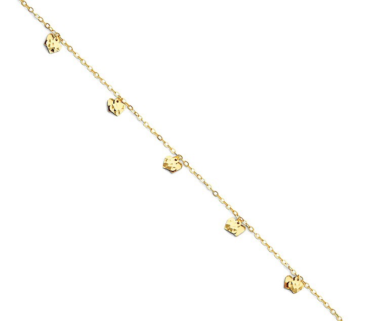 NEW 14K YELLOW GOLD CHARM LIGHT ANKLET