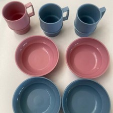Vintage Tupperware Toys Mini 3 Cups 4 Bowls Kids Play Set Toy