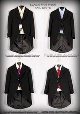 BOYS VIVAKI FIVE PIECE BLACK TAIL SUIT