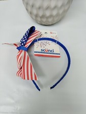 Scunci Americana USA flag red/white/blue striped/sparkle bow side red headband