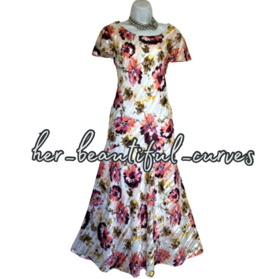 ANNA ROSE BLUMENDRUCK MIT SCHIMMERNDEN FÄDEN HOCHZEIT ANLASS KLEID GRÖSSE 16